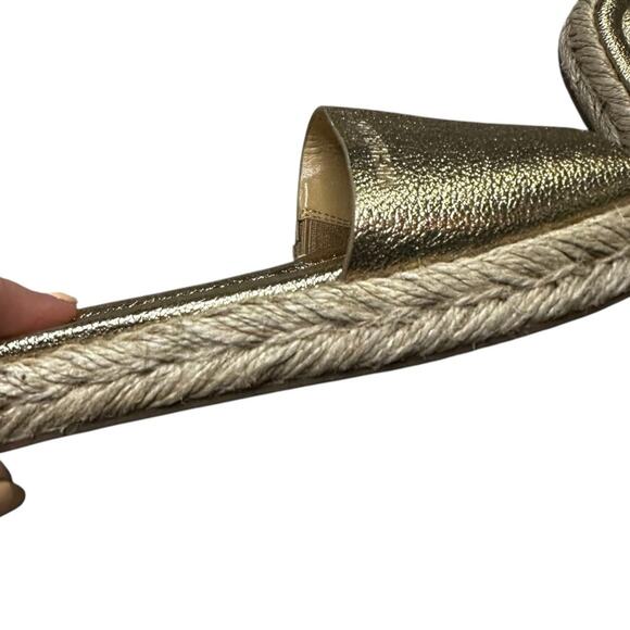 Michael Kors Metallic Gold Textured Leather Slides Size 7 NEW - Picture 6 of 10